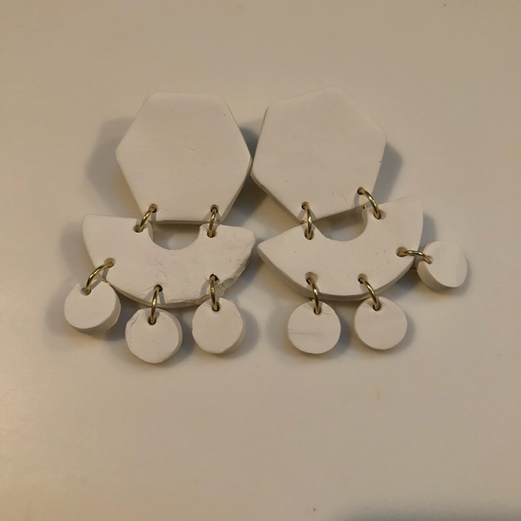 Homemade | White Chunky Polymer Clay EARRINGS - Picture 7 of 7